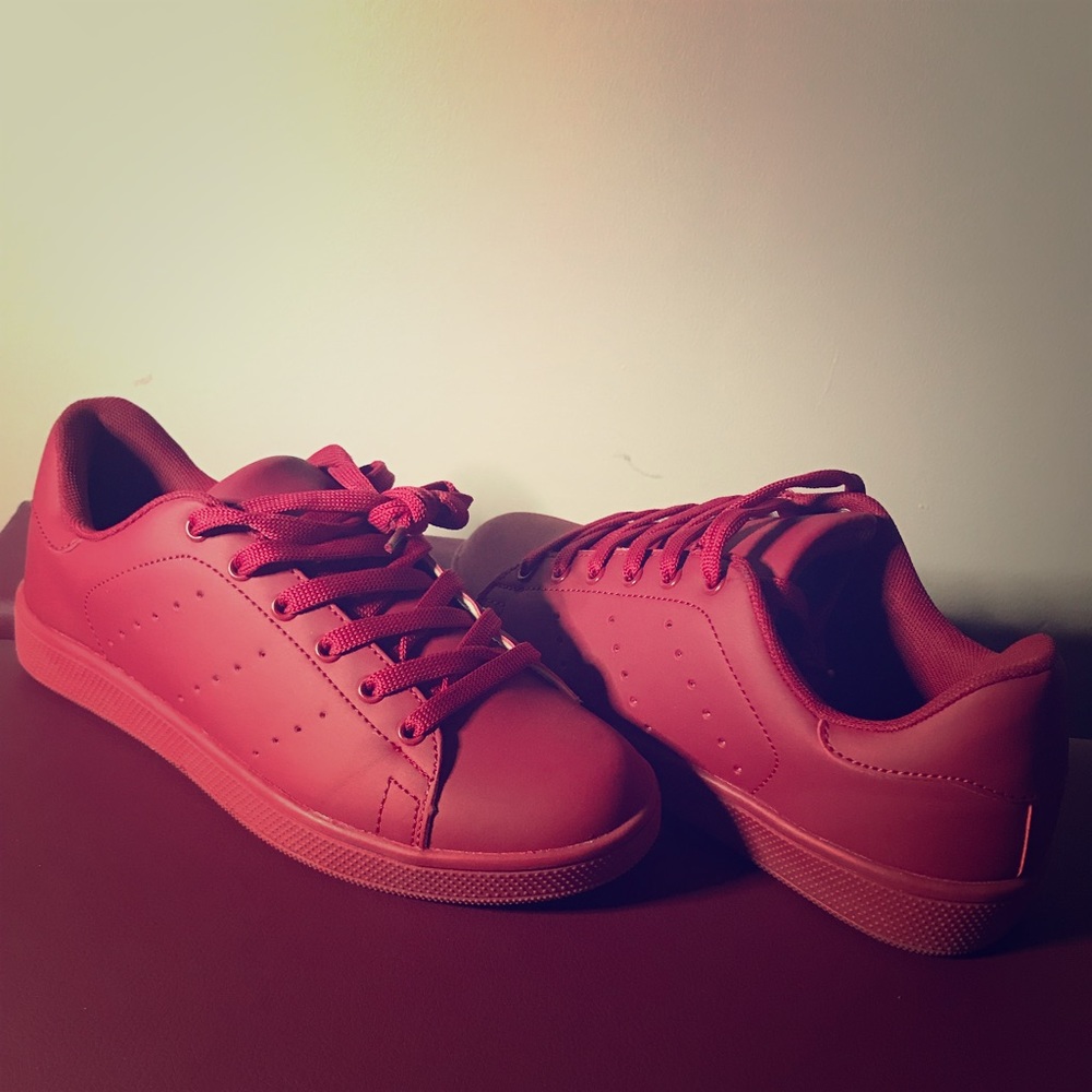 Nice red sneakers.